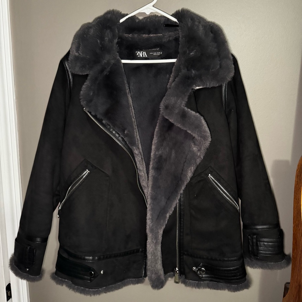 Zara faux suede and fur lined Coat